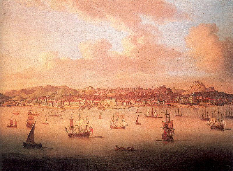 The British Fleet Sailing into Lisbon Harbor, Monamy, Peter